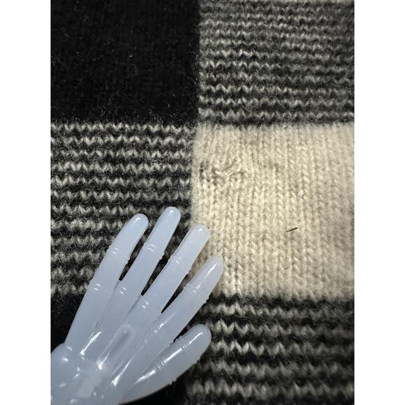 Ralph Lauren 100% Wool Buffalo Check Plaid Sweater, White Black, M Vintage Crew - Picture 15 of 16